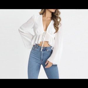 Tie front flare sleeve top